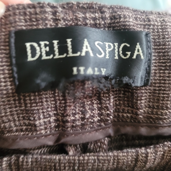 Della Spiga Checkered Wide Leg Dress Trouser Pants in Brown - Picture 13 of 13